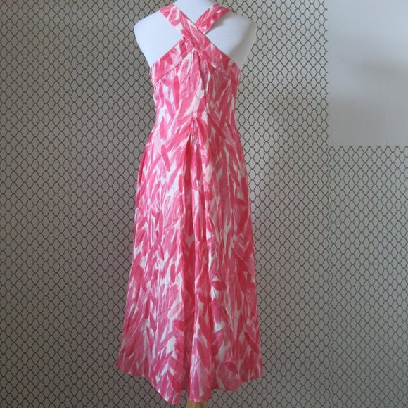 Postmark Anthropologie Empire Waist Feather Print Side Zip Summer Dress Size 00 - Picture 5 of 11